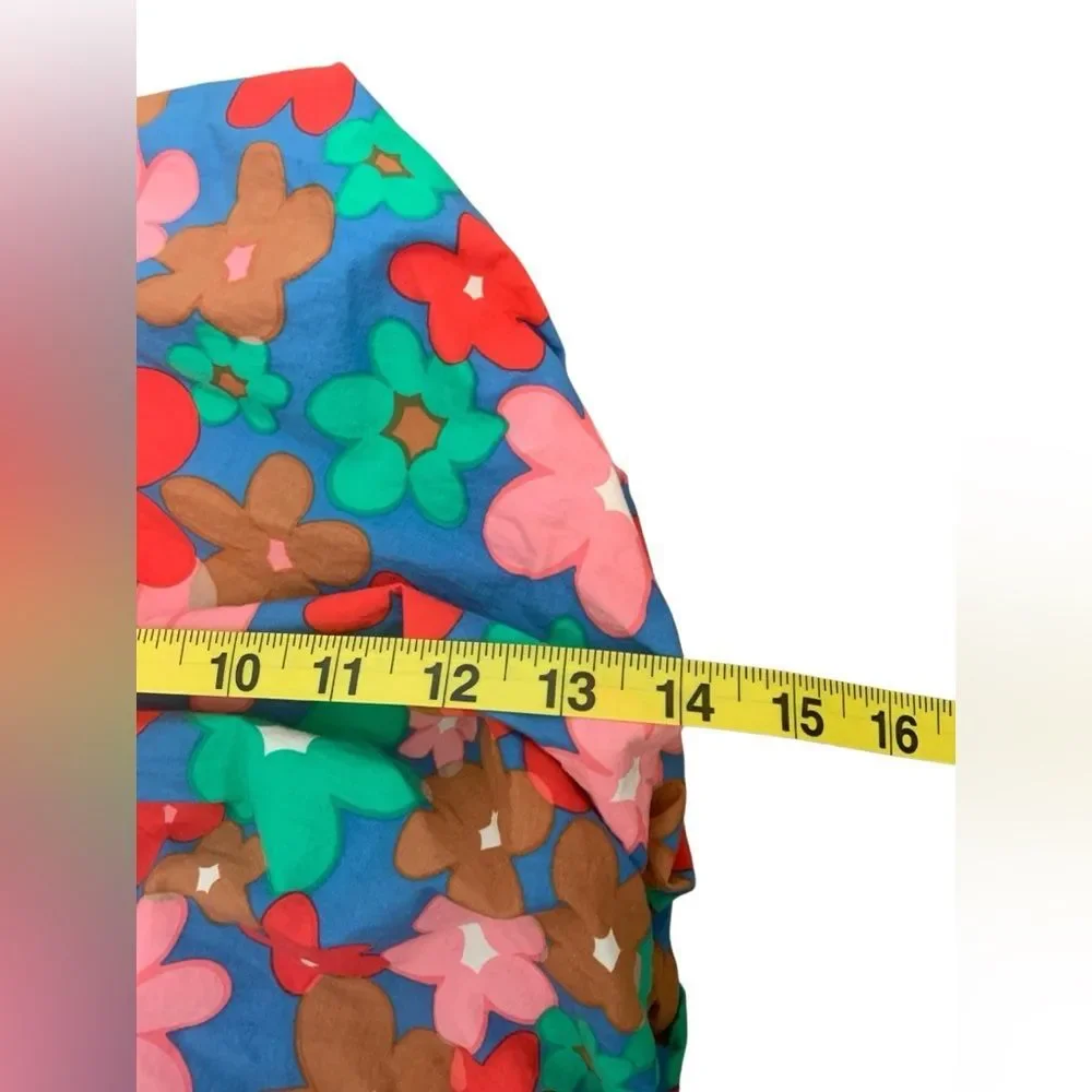 Entro Boho Spring Floral Multicolor Festival Bubble Hem Puff Cotton Skirt Sz S